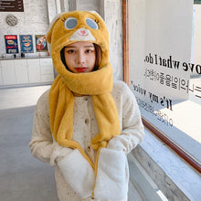 Load image into Gallery viewer, Cute Plush Hat Ladies Autumn and Winter Warm Gloves Scarf One-piece Cap Outdoor Cycling Wind and Cold Bib Plush Hats Wholesale