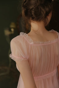 Cute Princess Nightgowns Sleeping Nightdress Sleepwear Lolita Kawaii Chiffon Dress Black White Pnk Lovely Night Dress