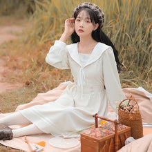 Load image into Gallery viewer, Cute Sweet Embroidered Dress Japanese Soft Girl Blue Vestidos Female Autumn Navy Collar College Style One Piece Dress Y2K Women