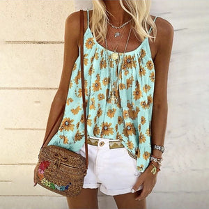 Daisy Print Strap Tops Loose Summer Camisole Women Casual Tank Tops Plus Size Fashion Women Vest Sleeveless Female T-Shirt A50