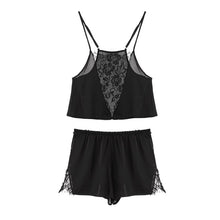 Load image into Gallery viewer, Deep V Satin Lace Plus Size Pyjamas Camisole Shorts Solid Colour Loungewear Lingerie Erotic Sexy Clothes for Women Porn