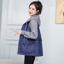 Load image into Gallery viewer, Denim Jacket Female Spring 2022 New Casual Fashion Loose Patchwork Casual Hooded Jeans Coat Top Befree Korean Fashion Outerwear