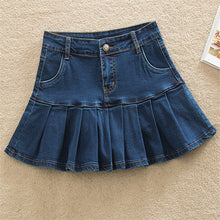 Load image into Gallery viewer, Denim Skirt With Ruffles 6XL 7XL Plus Size Jeans Skater Woman High Waist Bottom Female Casual Pleated Micro Mini Short Jurken