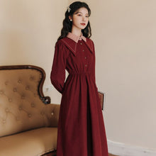 Load image into Gallery viewer, Design Sense French Niche Dresses Casual Women 2021 Autumn Long Sleeved Red Dress Temperament Retro Vestidos de fiesta