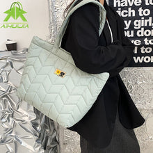 Load image into Gallery viewer, Designer Quilted Puff Big Shoulder Bag for Women 2022 New Casual High Capacity Handbag Female Space Cotton Tote Bag Winter Warm