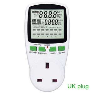 Digital LCD Energy Meter Wattmeter Wattage Electricity Kwh Power Meter EU French US UK AU Measuring Outlet Power Analyzer