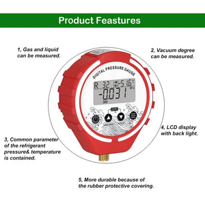 Digital pressure gauge  manifold digital Refrigeration Tester Vacuum Meter HVAC Temperature Tester Freon Pressure R134A R410