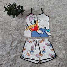 Load image into Gallery viewer, Disney Mickey Mouse Donald Duck fashion sexy sling ladies suit vest shorts two piece suit kawaii print fashion women