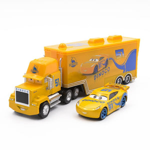 Disney Pixar Cars 3 2pcs Lightning McQueen Mack Uncle Container Truck 1:55 Diecast Metal Alloy Modle Birthday Gift Toy Children
