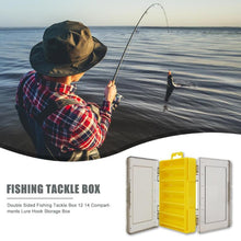 Load image into Gallery viewer, Double Sided Fishing Tackle Box 12 14 Compartments Lure Hook Storage Box