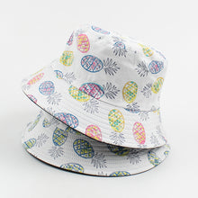 Load image into Gallery viewer, Double-sided Wearing Bucket Hat Unisex Cotton Flat Sun Hat Reversible Sunshading Pineapple Print Fisherman Hat Summer Panama Cap