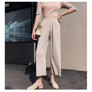 Draping Chiffon Wide Leg Pants Women's Summer Straight Tube High Harajuku Pantalon Femme Plus Size Trousers Women Streetwear