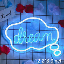 Load image into Gallery viewer, Dream LED Neon Light Sign Letters Neon Sign Panel Holiday Christmas Party Wedding Decorations Home Wall Decor Neon Lamp Gifts