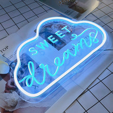 Load image into Gallery viewer, Dream LED Neon Light Sign Letters Neon Sign Panel Holiday Christmas Party Wedding Decorations Home Wall Decor Neon Lamp Gifts