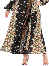 Load image into Gallery viewer, Dress Abaya Kaftan Women Large Size Lantern Sleeves Long Sleeves Printed Lace Stitching V-neck A-line Skirt Muslim Xl-5xl