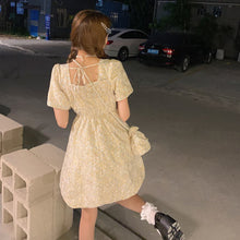 Load image into Gallery viewer, Dress Female Summer 2021 New Small Fresh and Sweet Square Neck Short-sleeved Waist Dress Fairy Dress