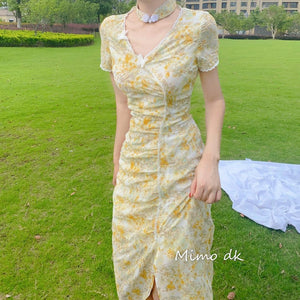Dress Female Summer Ladies Summer dDress 2020 New Long Cheongsam Dress Covering Belly Temperament Fairy Dress