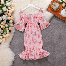Load image into Gallery viewer, Dresses For Women 2022 Flounced edge floral frilly dress korean fashion Slash neck Women&#39;s summer sundresses vetement femme