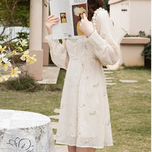 Load image into Gallery viewer, Dresses For Women Long Sleeve Print Embroidery Fashion Party Robe Square Neck Sweet High Waist Single Breasted Vestido De Mujer