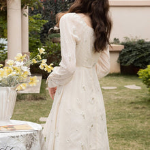 Load image into Gallery viewer, Dresses For Women Long Sleeve Print Embroidery Fashion Party Robe Square Neck Sweet High Waist Single Breasted Vestido De Mujer