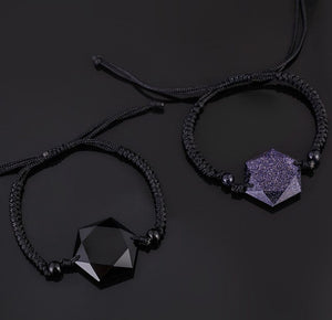 Drop Shipping Black Obsidian Six Awn Star Bracelet Blue Sandstone Star Jade Bracelet Men's Jewelry Women's Jewelry Jade Jewelry