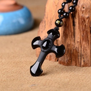 Drop Shipping jewelry Obsidian Pendant Necklace Cross Pendant Jewelry for Men Womens Pendants