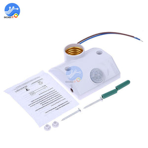 E27 AC110-220V 50/60HZ 5LUX Motion Sensing Switch Infrared Motion Sensor Automatic Light Lamp Holder Switch White