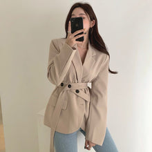Load image into Gallery viewer, Elegant Belt Slim Waist Notched Collar Blazer Women Loose Office Ladies Korean Chic Suit Coat Women All Match Casual Jacket