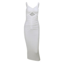 Load image into Gallery viewer, Elegant Bodycon Sexy Dress Women White Y2K Summer Hollow Out Sleeveless Spaghetti Strap Party Bandage Midi Dresses 2021