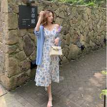 Load image into Gallery viewer, Elegant Floral Dress Women Korean V-Neck Summer French Retro Backless Strap Dress 2021 Beach Casual Y2k Party Fairy Midi Dress