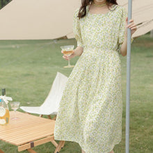 Load image into Gallery viewer, Elegant Floral Dresses Women Vintage Sweet Summer Chiffon Midi Boho Dresses Female Puff Sleeve Fairy Slim Chic Party Dress 2021