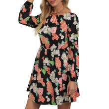 Load image into Gallery viewer, Elegant Floral Print Dress Women Summer 2021 O Neck Long Sleeve Elegant Casual Midi Dress A-Line Sundress