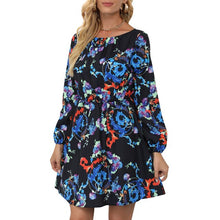Load image into Gallery viewer, Elegant Floral Print Dress Women Summer 2021 O Neck Long Sleeve Elegant Casual Midi Dress A-Line Sundress