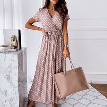 Load image into Gallery viewer, Elegant Polka Dot Print Short Sleeve Summer Dress Women Casual Sexy VNeck A Line Beach Dress Vintage Party Vestidos Robe Femme