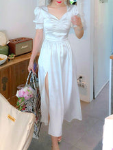 Load image into Gallery viewer, Elegant Ruffle Dress Women French Sexy Split Dress Office Lady Casual Puff Sleeve Designer Party Dress New 2021 Women&#39;s Autumn