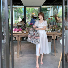 Load image into Gallery viewer, Elegant Ruffle Dress Women French Sexy Split Dress Office Lady Casual Puff Sleeve Designer Party Dress New 2021 Women&#39;s Autumn