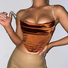 Load image into Gallery viewer, Elegant Satin Crop Tops Women Sexy Camisole ClubWear Slim Tee Corset Spaghetti Strap Tank Camis Top Summer Casual Y2K Clothes