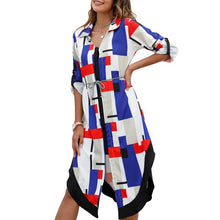 Load image into Gallery viewer, Elegant Shirt Dress Robe Women&#39;s Autumn 2021 Casual Long Sundress Blouse Tops Long Sleeve Vestidos Female Shirt Plus Size Dress