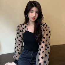 Load image into Gallery viewer, Elegant Square Collar Polka Dot Shirt Women Spring Autumn 2022 Slim Fit Vintage Women Blouse Korean Style Chic Casual Blusas