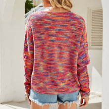 Load image into Gallery viewer, Elegant Sweater For Women Middle Weave Gradient Color O-Neck Long Sleeve Casual Loose Lady Fashion Knitted Pullover Jumper Tops