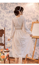 Load image into Gallery viewer, Elegant Women Lace Embroidery Hollow out Fairy Party Dress Office Lady Square Collar Midi Dress 2021 Spring Clothing Female