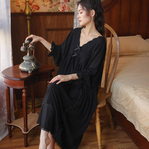 Embroidery Nightgowns Modal Homewear Palace Vintage Nighty Women Lace Sleepwear Ladies Sexy Hot Erotic Long White Sleepshirts