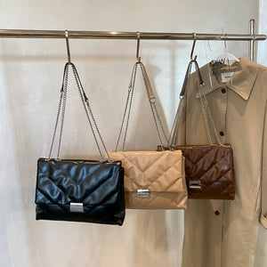 Embroidery Thread Big PU Leather Crossbody Bags for Women 2022 Hit Trend Branded Trending Chain Side Bag Shoulder Handbags