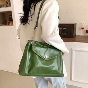 Embroidery Thread Big PU Leather Crossbody Bags for Women 2022 Hit Trend Luxury Brand Fashion Chain Side Bag Shoulder Handbags