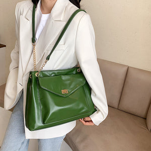 Embroidery Thread Big PU Leather Crossbody Bags for Women 2022 Hit Trend Luxury Brand Fashion Chain Side Bag Shoulder Handbags