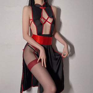 Erotic Lingerie Female Sensual Backless Seduction Cheongsam Uniform Secondary Role Play Set Cosplay Slutty Lingerie Kawaii