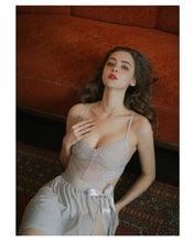 Load image into Gallery viewer, Erotic Nightgowns Mesh Hot Jumpsuit Side Open Temptation Sleeping Dress French Beautiful Back Lace Thin Nightdress Sleep Tops