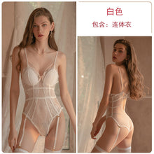 Load image into Gallery viewer, Erotica Bodysuit Sexy Lingerie Women Hot Lace Mesh Onesie Open Crotch Chest Pad Gather Underwear See-through Porno Sexi Clothes