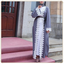 Load image into Gallery viewer, Europe And Middle East Leaves Lace Cardigan Women&#39;s Robe With Belt Without Turban Muslim Women&#39;s Home Comfort Robe Abaya