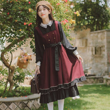 Load image into Gallery viewer, European American Retro JK Preppy Style Dress Women Sweet Cute Lolita Uniform Dress Fall Ruffled Puff Kawaii Dress Femme Autumn